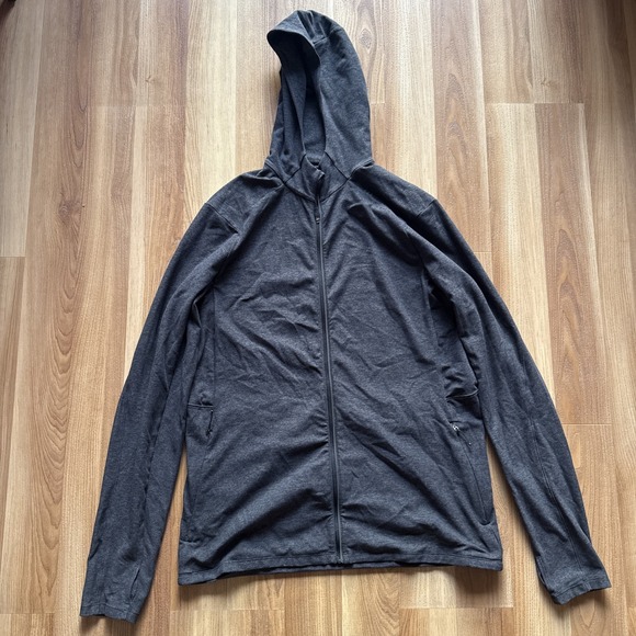 lululemon athletica Other - Lululemon Hoodie Men's Large Heathered Black Full Zip Pockets Surge Warm LM4A77S